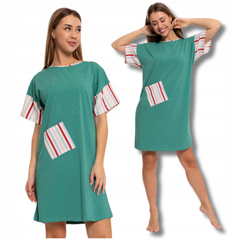 KOSZULA NOCNA DAMSKA MORAJ Piżama z krótkim rękawem bawełniana Kolorowa