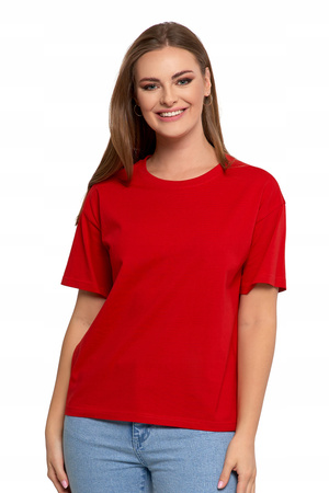 T-SHIRT DAMSKI Gładka Koszulka z Krótkim Rękawem Luźna Bluzka MORAJ 