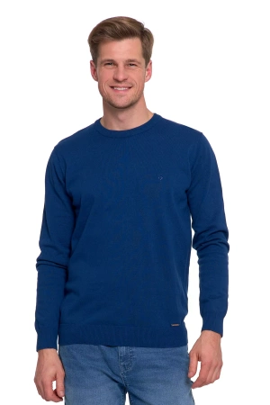 SWETER MĘSKI ELEGANCKI KLASYCZNY BAWEŁNIANY OKRĄGŁY DEKOLT GŁADKI MORAJ