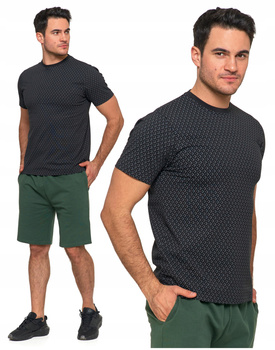 T-Shirt Męski Klasyczny Bawełniany na Krótki Rękaw Modne Wzory MORAJ