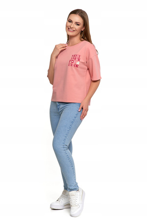 Luźny T-SHIRT DAMSKI Koszulka Bawełniana Bluzka z Krótkim Rękawem MORAJ 