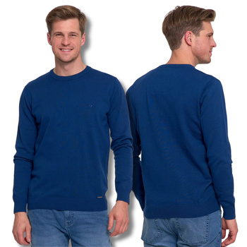 SWETER MĘSKI ELEGANCKI KLASYCZNY BAWEŁNIANY OKRĄGŁY DEKOLT GŁADKI MORAJ