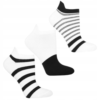 Stopki Damskie Skarpetki do Kostki Klasyczne Czarno Białe MORAJ 3-PAK