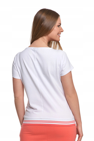 Bluzka Damska Koszulka Bawełniana T-Shirt Dekolt V Krótki Rękaw MORAJ 