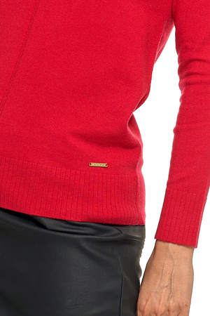 Czerwony Sweter Damski Lekki Sweterek na Jesień Elegancki MORAJ 