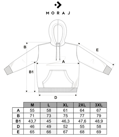 BLUZA MĘSKA MORAJ z Kapturem Przez Głowę Klasyczna z Nadrukiem MORAJ 