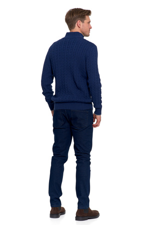 ELEGANCKI SWETER MĘSKI PÓŁGOLF KLASYCZNY ROZPINANY POD SZYJĄ MORAJ