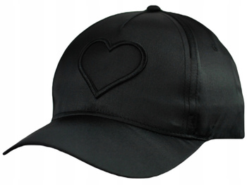 CZAPKA Z DASZKIEM Czarna Satynowa Haft Serce
