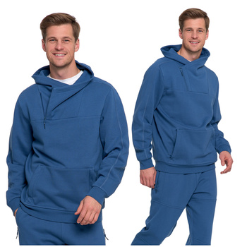 ELEGANCKA BLUZA MĘSKA OCIEPLANA Z WYSOKĄ STÓJKĄ ROZPINANA GŁADKA MORAJ