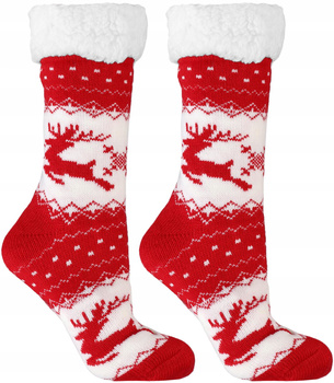 SKARPETKI ŚWIĄTECZNE CIEPŁE SKARPETY ANTYPOŚLIZGOWE PREZENT DLA NIEJ MORAJ