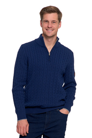 ELEGANCKI SWETER MĘSKI PÓŁGOLF KLASYCZNY ROZPINANY POD SZYJĄ MORAJ