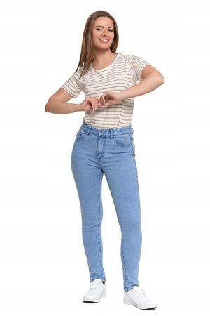 Jeansy Spodnie Damskie Rurki z Wysokim Stanem Klasyczne Skinny MORAJ 