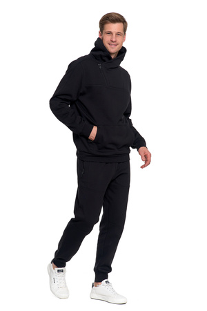 ELEGANCKA BLUZA MĘSKA OCIEPLANA Z WYSOKĄ STÓJKĄ ROZPINANA GŁADKA MORAJ