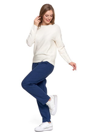 SWETER DAMSKI DZIANINOWY Z WISKOZY LUŹNY KRÓJ WYGODNY MODNY MORAJ