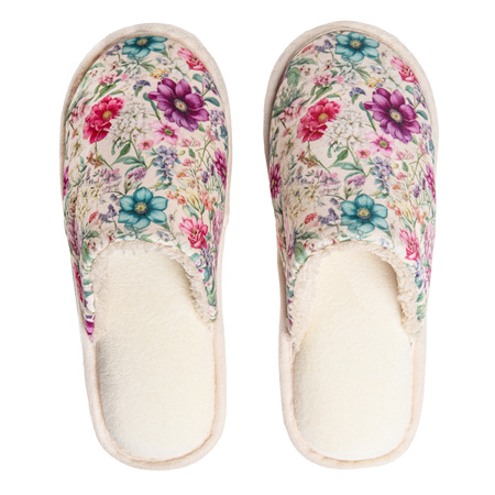 KAPCIE DAMSKIE W KWIATKI LACZKI DOMOWE KLAPKI NA PREZENT MORAJ