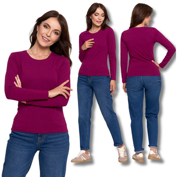 GŁADKA BLUZKA DAMSKA KOSZULKA Z DŁUGIM RĘKAWEM MODNA PODKOSZULKA MORAJ