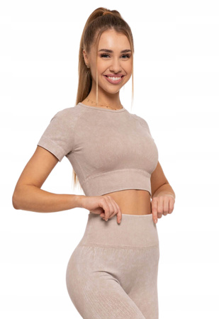 CROP-TOP DAMSKI z Krótkim Rękawem Stylowa Koszulka Sportowa MORAJ