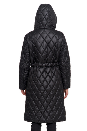 KURTKA DAMSKA DŁUGA PŁASZCZ Z KAPTUREM PIKOWANY NA JESIEŃ MODNY MORAJ