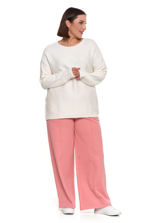 SWETER DAMSKI DZIANINOWY Z WISKOZY LUŹNY KRÓJ WYGODNY MODNY MORAJ