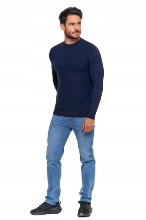 Sweter Męski Elegancki Modny Okrągły Dekolt Klasyczny Wiskoza MORAJ 