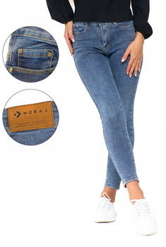 Jeansy Spodnie Damskie z wysokim stanem MORAJ