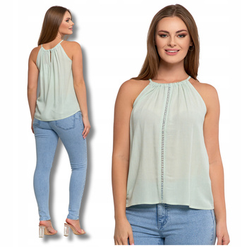 Bluzka Damska na Ramiączkach Wiskozowa z Haftem Elegancka MORAJ