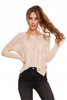 Sweter Damski Beżowy Lekki Luźny Ażurowy Przewiewny Stylowy Cienki MORAJ 