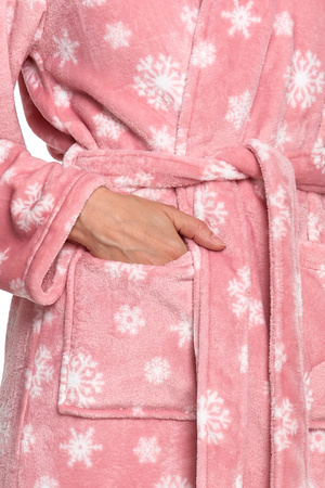 CIEPŁY SZLAFROK DAMSKI NA PREZENT WIĄZANY Z KAPTUREM PUSZYSTY MORAJ