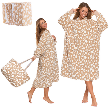 KOCOBLUZA Koc z Rękawami Cętki Duża Bluza Ciepła na PREZENT + TORBA MORAJ