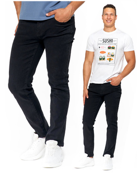 Spodnie Jeansowe Męskie Klasyczne Czarne