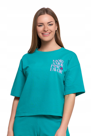Luźny T-SHIRT DAMSKI Koszulka Bawełniana Bluzka z Krótkim Rękawem MORAJ 