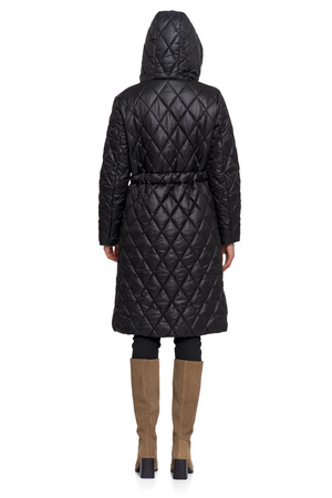 KURTKA DAMSKA DŁUGA PŁASZCZ Z KAPTUREM PIKOWANY NA JESIEŃ MODNY MORAJ