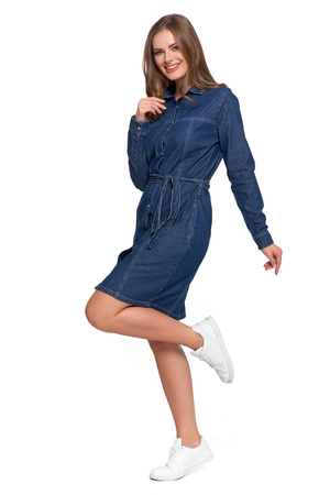 SUKIENKA DAMSKA Jeansowa Szmizjerka Jeans Do Kolan Rozpinana MORAJ 