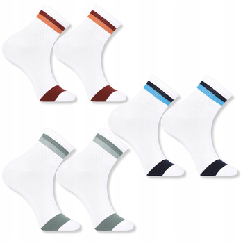 Skarpetki Męskie Białe Za Kostkę Klasyczne Prążek Paski 3-PAK MORAJ