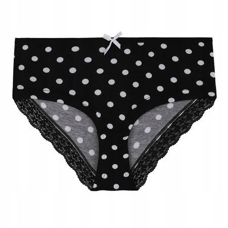 Figi Damskie Klasyczne Bawełna Bikini Majtki Groszki Koronka MORAJ 3 PAK 