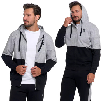 BLUZA MĘSKA DRESOWA Z KAPTUREM NA ZAMEK KLASYCZNA ROZPINANA MORAJ