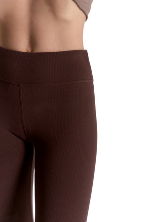 LEGGINSY DAMSKIE PRĄŻKOWANE GETRY Z WYSOKIM STANEM I SZEROKI PAS MORAJ