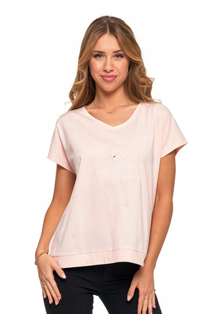 Bluzka Damska Koszulka T-Shirt z Haftem Oversize na Krótki Rękaw MORAJ 