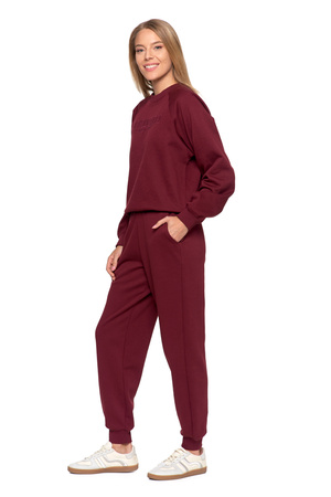 DRES DAMSKI SPODNIE KLASYCZNE WYSOKI STAN OCIEPLANA BLUZA Z HAFTEM MORAJ 