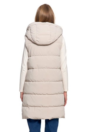 BEZRĘKAWNIK DAMSKI KAMIZELKA DŁUGA PIKOWANA NA JESIEŃ CIEPŁA MORAJ