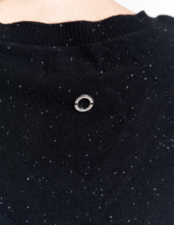 ELEGANCKI SWETER DAMSKI Z WISKOZY LUŹNY KRÓJ Z CEKINAMI MORAJ