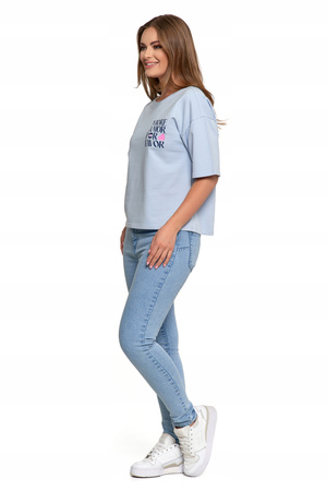 Luźny T-SHIRT DAMSKI Koszulka Bawełniana Bluzka z Krótkim Rękawem MORAJ 