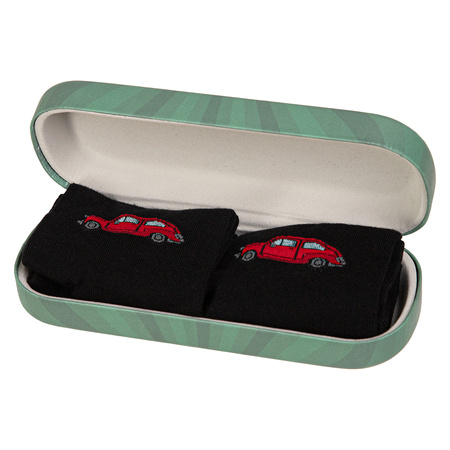 ETUI NA OKULARY + SKARPETY MĘSKIE 1-PAR CZARNE KLASYCZNE AUTO MORAJ