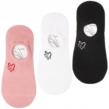 Stopki Damskie Niskie Skarpetki Balerinki z Serduszkami MORAJ 3-PARY