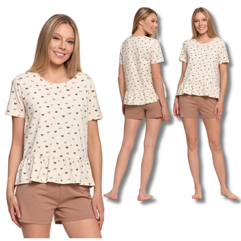 PIŻAMA DAMSKA DWUCZĘŚCIOWA MORAJ KRÓTKI RĘKAW SPODNIE SZORTY UROCZA