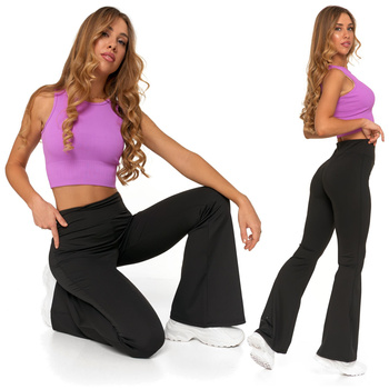 Legginsy Damskie Dzwony Getry z Wysokim Stanem Szeroka Nogawka MORAJ