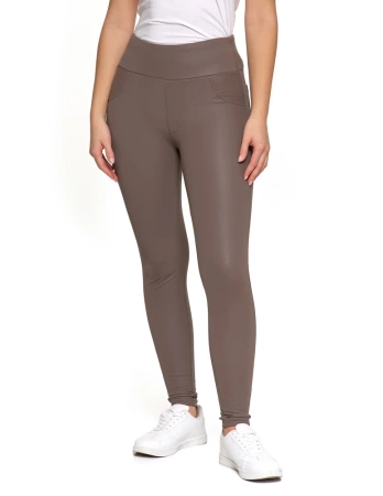 Eleganckie LEGGINSY DAMSKIE GETRY w stylu skórzanym Wysoki Stan MORAJ 