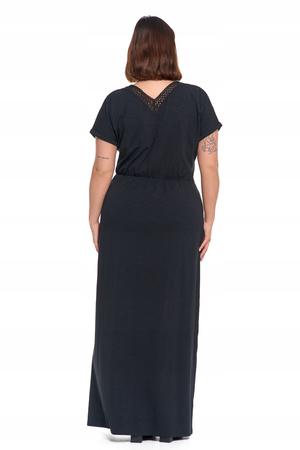 SUKIENKA DAMSKA MAXI Elegancka Dekolt w Serek Rozcięcie Koronka MORAJ 