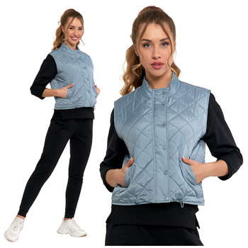 KAMIZELKA DAMSKA PRZEJŚCIOWA MORAJ KRÓTKI BEZRĘKAWNIK KLASYCZNY PIKOWANY