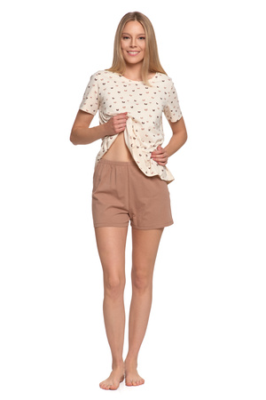 PIŻAMA DAMSKA DWUCZĘŚCIOWA MORAJ KRÓTKI RĘKAW SPODNIE SZORTY UROCZA